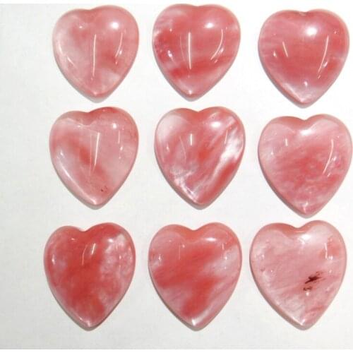 30pcs Heart-shaped No Hole beads natural stone cherry quartz cabochons 25*23mm beads For DIY Making Jewelry Necklace accessories