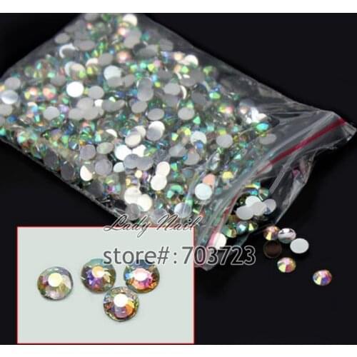 1000pcs 3D Nail Art Tips SS6 2mm Resin Flat back Rhinestone Beads not hotfix for DIY Nails Art Phone Case AB clear N22