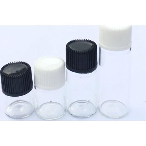 5pcs 1ml 2ml 3ml 5ml Mini Amber Liquid Glass Bottle with Orifice Reducer and Cap Small Essential Oil Vials