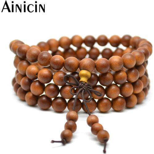 5pcs Tibetan Jewelry Matte Surface 8mm Sandalwood 108 Beads Mala Prayer Multi-layer Bracelets For Men and Women