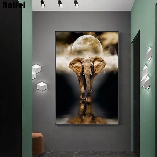 5d DIY Diamond Painting Elephant Wall Art Painting Full Square Round Drill Mosaic Diamond Embroidery Animals home Decor Kit Gift