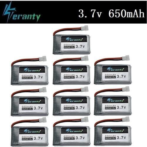 Teranty Power 3.7V 650mAh Li-po Battery For SYMA X5C X5C-1 X5 H5C X5SW 852540 3.7V Drone Rechargeable Lithium Battery 10Pcs/sets
