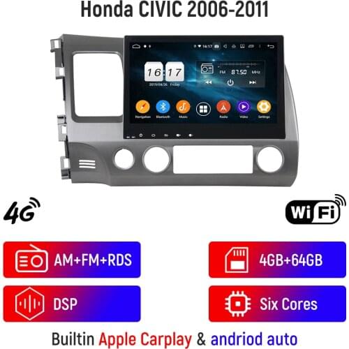 Android 10 Car DVD GPS Navigation Wifi Radio Stereo For Honda Civic 2006-2011 Car Intelligent System Multimedia Player