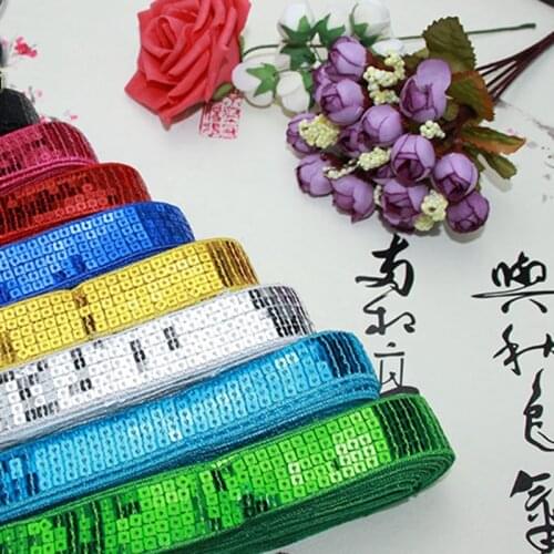 20Yards/lot 2.5CM Width Multicolor DIY Shiny Sequin Ribbon For Latin Dance Dress Costume Decoration Sewing Lace 006001015