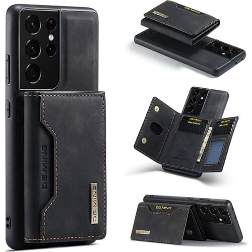 Detechable Magnetic Wallet Bag Case For Samsung S21 Ultra Note 20 S21 FE S20 Plus A72 A52 A42 A32 A51 A71 PU Leather Phone Cases