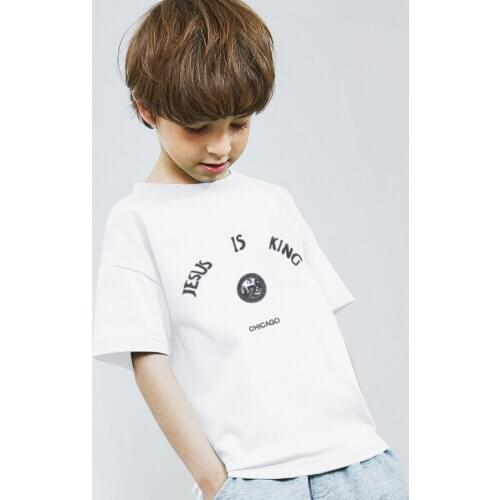 NAGRI Kanye Jesus Is King Childrens Short Sleeve T Shirt Boy Girls O-Neck Cotton T-shirts Kids Fashion Casual Hip hop Tees Tops