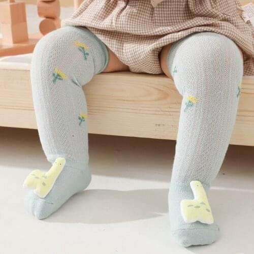 Newborn Infant Over Knee High Socks With Animal Print Child Kids Girl Boy Baby Summer Cotton Mesh Cute Funny Long Sock Stockings