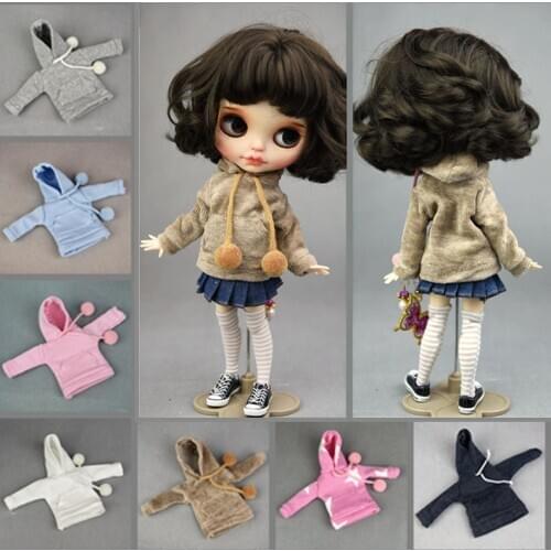 Doll Clothe Fashion Handmade Hoodie For Blythe Doll Casual Sweater Top Outfits Fit Blyth1/6Doll Christmas Girl`s Toy Accessories