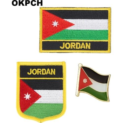 Jordan National Flag Embroidered Iron on Patches for Clothing Metal badges PT0211-3