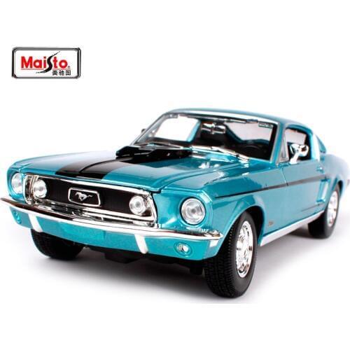 Maisto 1:18 White Blue1968 Ford Mustang GT Cobra Jet Muscle Car model Diecast Model Car Toy New In Box Free Shipping 31167