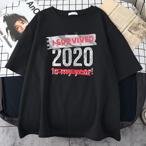 Men Tshirts Survived 2020 Pattern Print Tops Short Sleeves Fashion Mens T-Shirts Fashion Streetwear Oversized Male T-Shirts