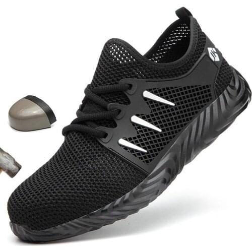 2021 New Breathable Men Safety Shoes Steel Toe Non-Slip Work Boots Indestructible Shoes Puncture-Proof Work Sneakers Men
