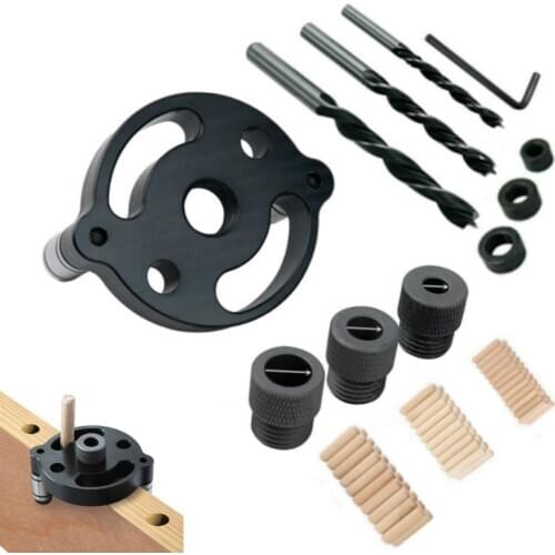 6/8/10mm Vertical Pocket Hole Jig Self Centering Dowelling Jig Hole Puncher Locator Drill Guide for Woodworking Carpentry Tools