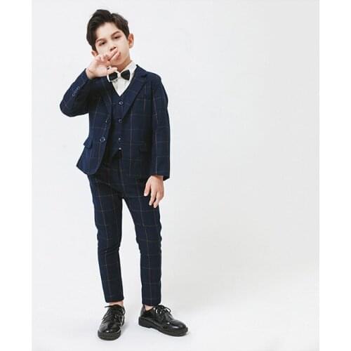 Formal Boys Blazers Vest Pants 3PCS Suit for Weddings Children Party Clothes Kids School Costume Gentlemen Teenager Tuxedos Set