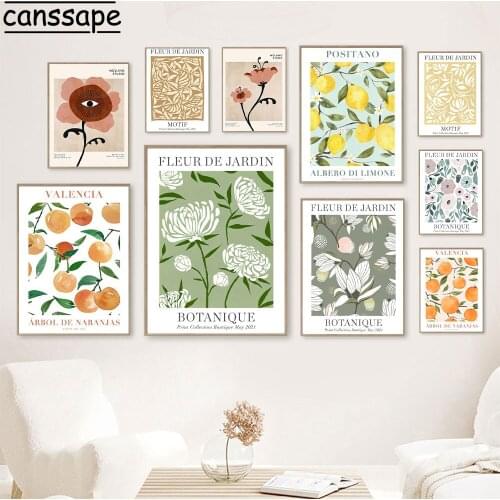 Flower Wall Art Print Fruit Canvas Poster Nordic Prints Plant Leaf Painting Abstract Wall Pictures Bedroom Home Decoration