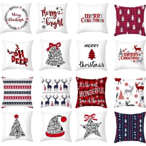 Pillowcase Christmas Style Bright-colored Polyester Peach Skin Skin-friendly Hard to Fade Cushion Cover for Home