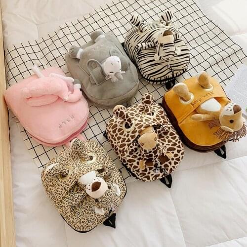 New foreign trade childrens plush anti-lost backpack kindergarten boys and girls schoolbag cute animal doll backpack