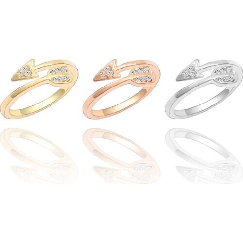 New Fashion Alloy Ring Charm Female Feather Ring Gothic Arrow Ring Opening Adjustable Size Wedding Ring Christmas Gift Jewelry