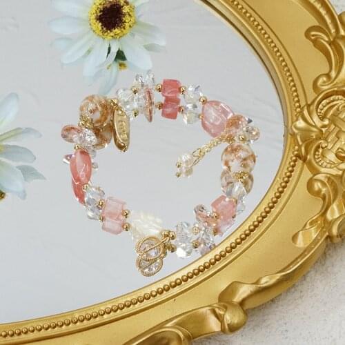 New Arrival Shell Leaf Orange/green/blue/purple Crystal Natural Stone Glaze Beaded Bracelets for Women Fashion Jewelry YBR369