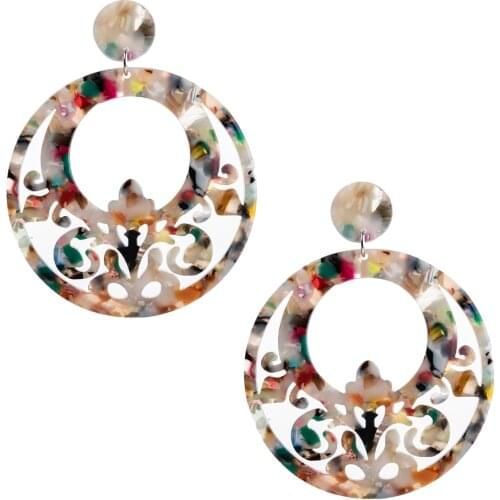 New Fashion Dangle Earring Colorful Acetate jewelry Ethnic Tortoiseshell Womens earrings Flamenco Dancers Accessories Wholesale
