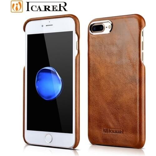 Original icarer Brand Genuine Leather Back Case For 2020 New iPhone SE 2 SE2 4.7'' Natural Cowhide Phone Cover Vintage Business