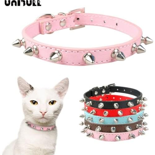Dog Collar Cats Dog Leather Spiked Studded Collars For Small Medium Dogs Cats Chihuahua 5 Colors Pet dog collar with anti-bite
