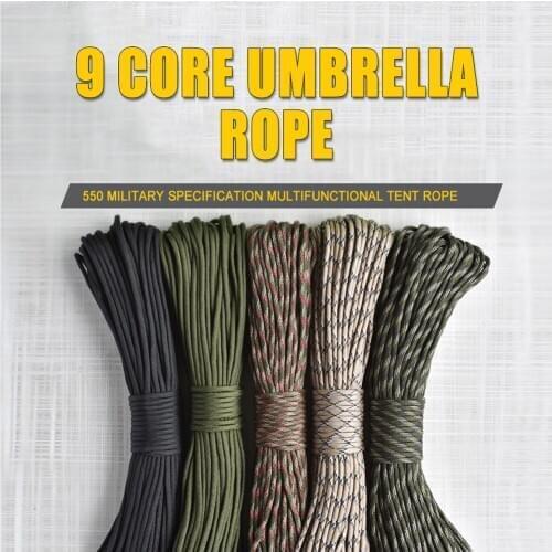 Dia 4mm 9 Stand Cores Paracord Rope for Survival Parachute Cord Lanyard Camping Climbing Camping Rope Hiking Clothesline X341D