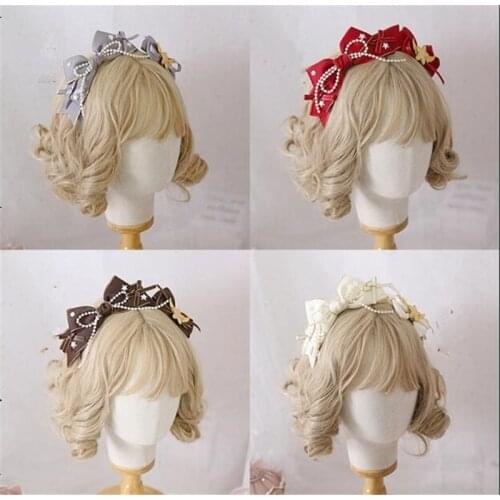 Gothic Lolita Cute Bow Handwork KC Headband Hair Accessories Vintage Sweet Princess Hair band Headwear B1192