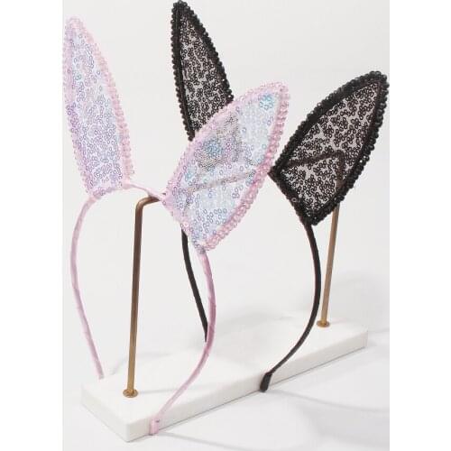 Cute Cat Rabbit Ear Headband Fashion Simulation Pearl Sequins Lace Womens Headbands Wholesale Popular Jewelry Accessories