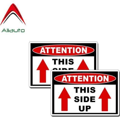 Aliauto 2 X Warning Car Sticker This Side Up Attention Decal Accessories PVC for Rav4 Hyundai Accent Vw T5 Jeep Vw T4,11cm*8cm