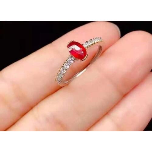 Natural Ruby S925 Silver Simple Ring Fine Fashion Charming Jewelry for Women Free Shipping MeibaPJFS