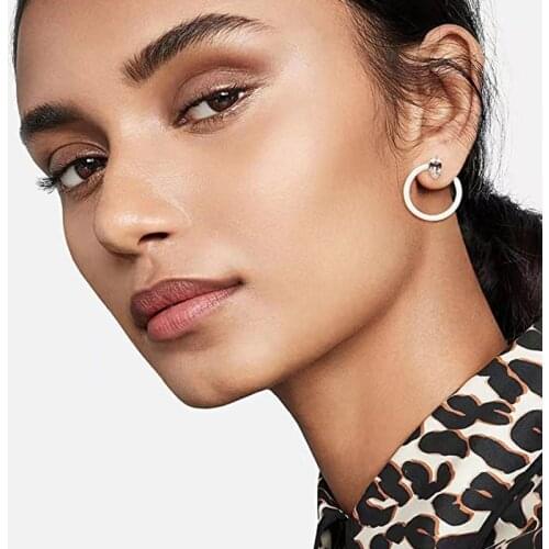 White Yellow Enamel Crystal Geometric Earrings European And American Fashion Simple New Popular Street Style Earrings Jewelry