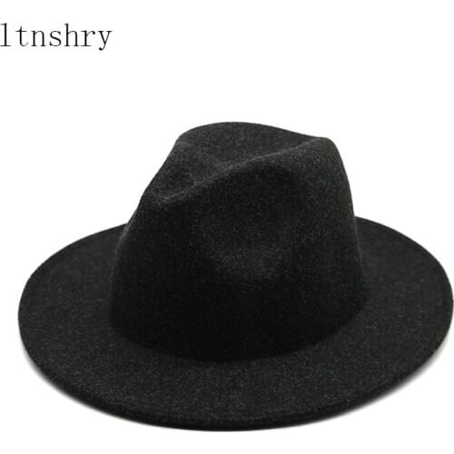 2019 New high quality Women men Wool Fedoras Top hat Wide Brim Panama Hat Winter Warm Jazz Caps Elegant Lady Church Hat Sombrero
