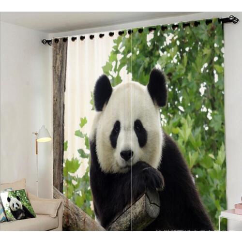 3D Window Curtains Lovely panda printing Luxury Blackout living room kids Bedroom Cortina Drapes Rideaux Customized pillowcase