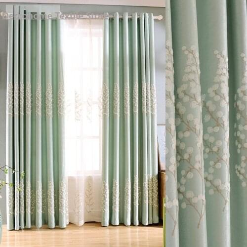 Modern Simple Pastoral Style Three-dimensional Embroidered Velvet Linen Physical Semi-blackout Curtain Customization
