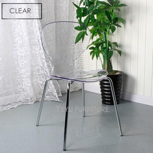Modern Design Stackable Transparent Acrylic Dining Chair, Clear Cafe Chair, Meeting Loft Chair, fashion design Crystal Chair 1PC