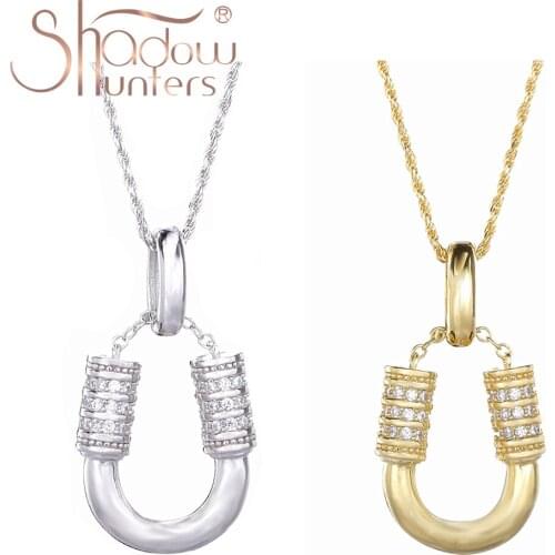 SHADOWHUNTERS Authentic 925 Sterling Silver U Pendant Chain Necklaces Crystal Horseshoe Necklace Women Jewelry Man Accessories