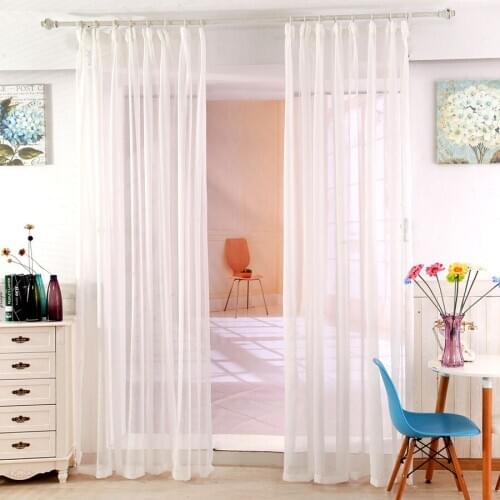 Modern Berif Fresh Style Solid Color Tulle Curtains Window Screening Voile Sheer Curtains for Living Room Bedroom Linen fabric