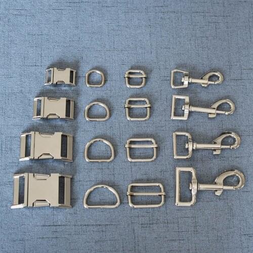 20 Sets 15mm 20mm 25mm32mm Strong Metal Carabiner Hardware Strap Adjuster Buckle D Ring Clip Hook For Pet Dog Collar Leads Clasp