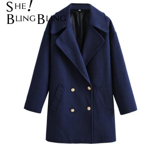 SheBlingBling Za Woman 2021 Autumn Winter Clothing Fashion Casual Double Breasted Warm Wool Coat Female High Woolen Overcoats