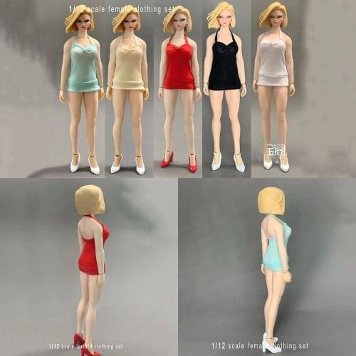In Stock 1/12 Scale Sexy Female Figure Accessory Backless Dress Clothes Hanging Neck Model for 6 inches Action Figure Body