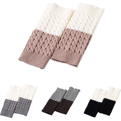 Women Leg Warmers Winter Warm Patchwork Thermal Acrylic Knitted Boot Cuffs Socks Cover Shoe Boot Socks