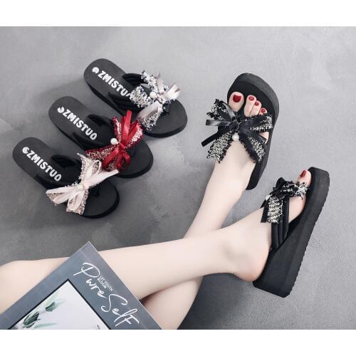 6 Cm High Heel Womens Flip Flops Ladies Casual Sandals and Slippers Female Clip Feet Non-slip Wild Wedge Heel Beach Shoes Shoe