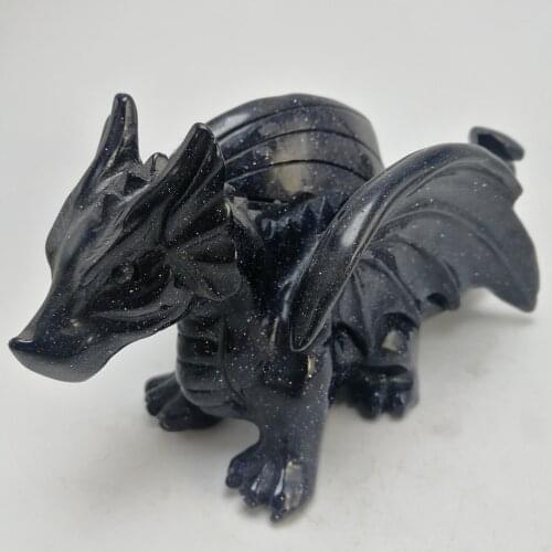 1 pc 14-15cm Super Gorgeous blue sand mineral quartz crystal dragon crystal ornament high quality healing gift