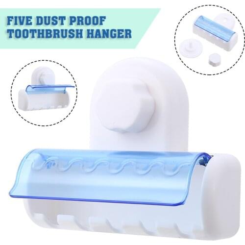 1Pcs Plastic 5 Racks Home Bathroom Toothbrush Suction Holder Organiser Wall Mount Stand Rack Bathroom Accessories