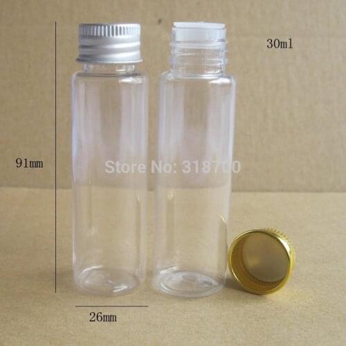100 x 30ml Clear PET Bottle With Aluminum Cap , 1oz Plastic Cream Bottle,Container.30cc Pet packaging