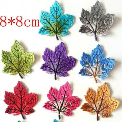 12pcs/bag Maple Leaf Iron On Patch Sewing On Embroidered Applique Sewing Patch Clothes Stickers Garment DIY Apparel Accessories