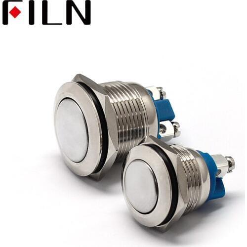 16mm 19mm Brass Nickel Plated Ball Domed Actuator Metal Push Button Switch 1NO Momentary 2 screw pins 3A250VAC