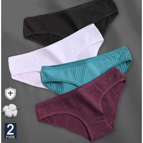 2PCS Womens Cotton Panties Sexy Underwear 6 Solid Color Panties for Woman Female Underpants Intimate Lingerie Briefs Pantys Set