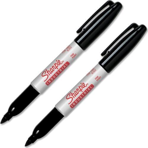 2Pcs Sharpie13601 Industrial Permanent Marker 1mm Fine Point Pens Black Ink Tough Under Extreme Temperature Laboratory Markers